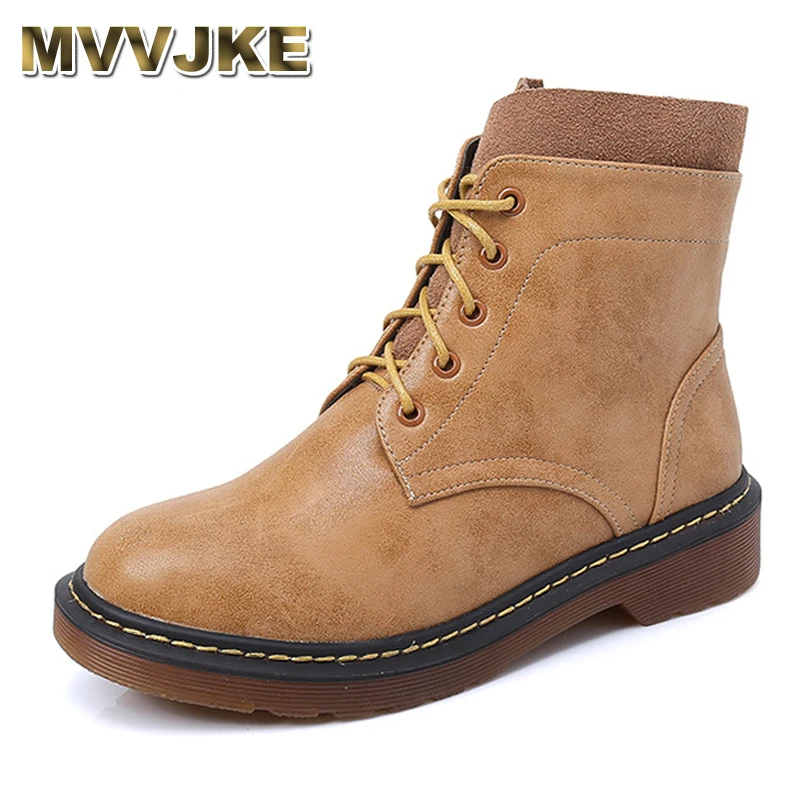 

MVVJKE Women Fashion Ankle Boots Lace Up Plus Size Casual Shoes Mar Boots for Winter hh222