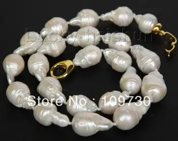 

Jewelry 001841 natural 18" 25mm baroque white Reborn keshi pearls necklace