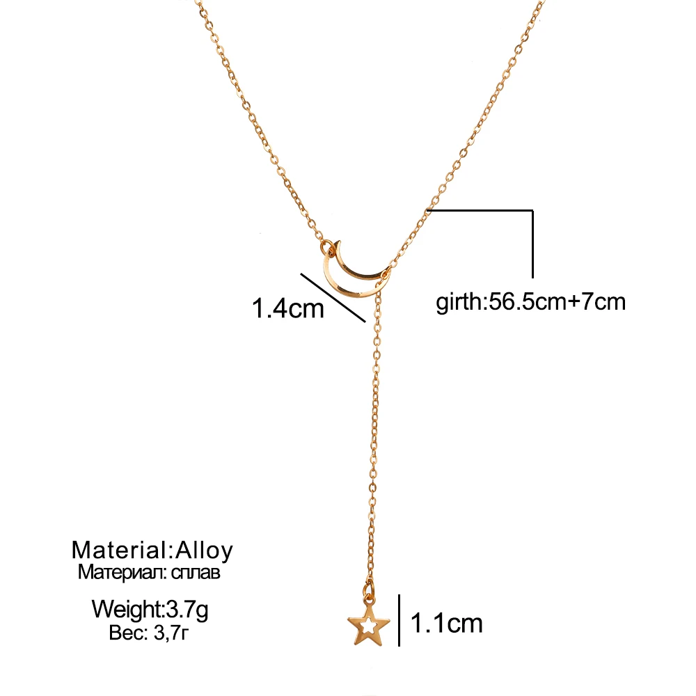 Новые модные ювелирные изделия простая Луна Звезда цепочка с подвеской из сплава ключицы короткое колье Трендовое ожерелье s для женщин девушек bijoux femme