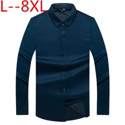 8XL 6XL 5XL платье рубашка 2018 Весенние Новые брендовые Бизнес Для мужчин Slim Fit Мужской Для мужчин рубашка одежда с длинным рукавом Повседневная