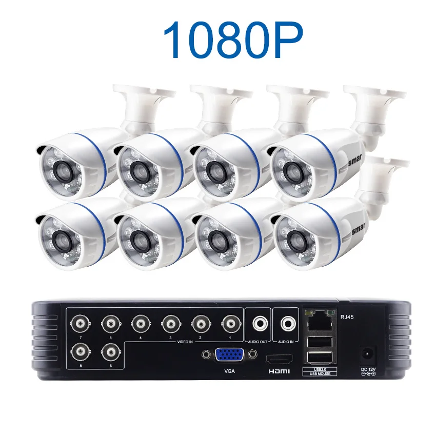 Smar 8CH 1080N AHD DVR CCTV система 1.0MP/2.0MP ИК ночного видения наружная Водонепроницаемая камера Домашняя безопасность комплект видеонаблюдения - Цвет: Белый