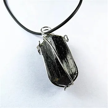 

Natural Raw gem stones Black tourmaline Necklace Pendant 1PC
