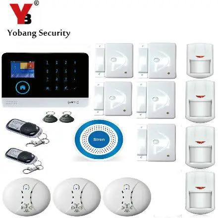 Yobangsecurity wifi gsm gprs rfid Беспроводной дома Бизнес охранной Охранной Сигнализации Системы Автодозвон Детекторы дыма Беспроводной Siren