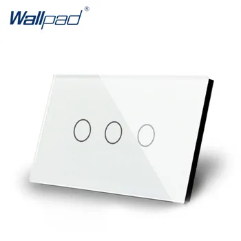 

3 Gang 1 Way Dimmer Touch Switch US/AU Standard Wallpad Touch Screen Light Switch White Crystal Glass Panel