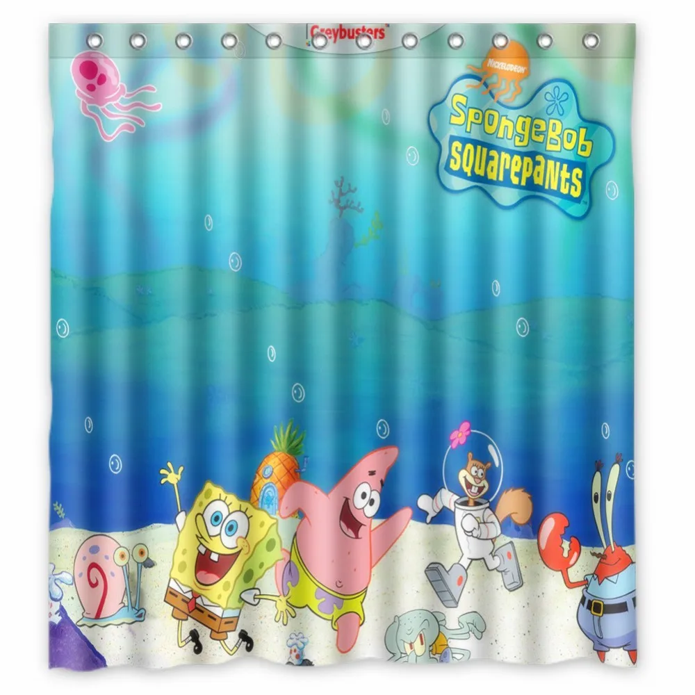Vixm Home SpongeBob Squarepants Shower Curtains Modern Star Fabric