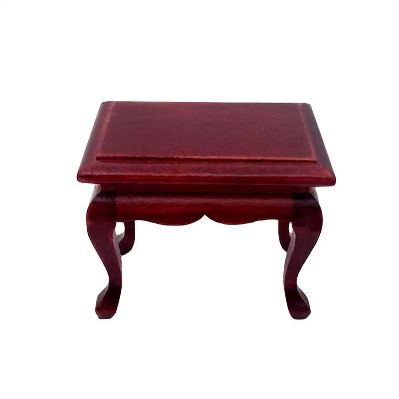 Wooden Living Room Furniture Doll House Red Table 1/12 Doll House Mini Mahogany Coffee Table Doll House Accessories