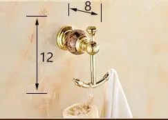 Роскошная твердая латунь и Нефритовое золото отделка Аксессуары для ванной набор, крючок для халата, бумажный держатель, полотенце бар, мыло Корзина - Цвет: robe hook