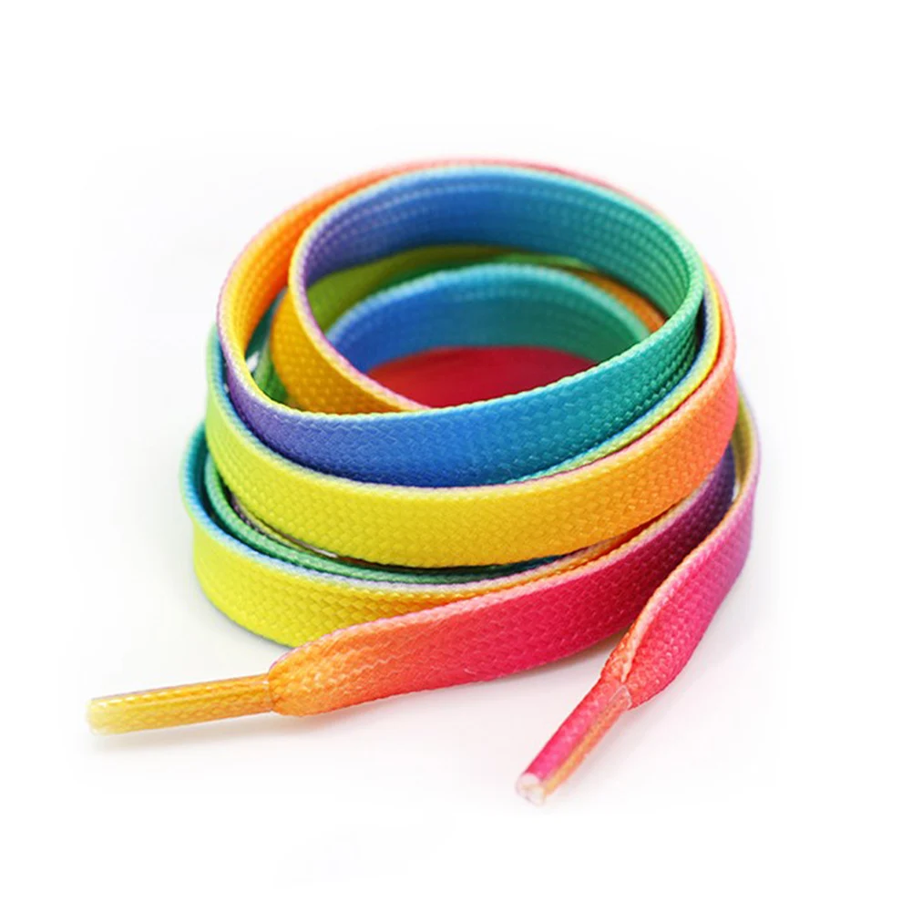 Модные печатные декоративные шнурки с узором радужных цветов шнурки для обуви плоские шнурки стиль спортивный шнурок для девочек - Цвет: Multicolor