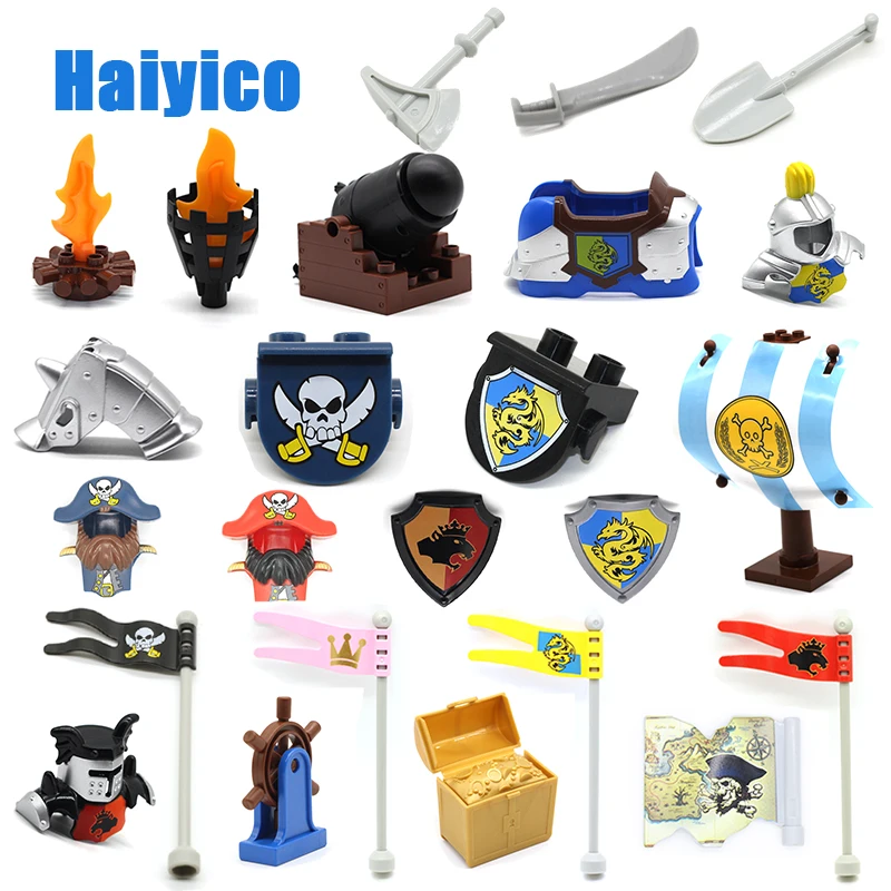 

Big Building Blocks Castle Pirate Arms Armor War cannon Model Accessories Bricks Compatible with Duplo Set Figure Toy child Gift