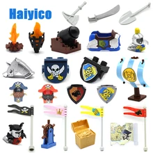 Grandes Blocos De Construção Do Castelo Pirata Braços Armadura Acessórios Modelo de canhão Guerra Tijolos Compatível com Duplo Set Figura Brinquedo Presente da criança