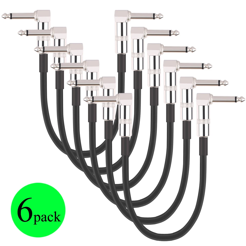 Доннер гитары педаль эффектов кабель 30 см разъем 1/4 дюйма Угловые аудио разъем джемпер Электрогитары Часть Аксессуары 1/3/6 шт