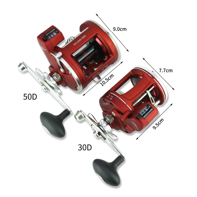 

High Strength Baitcasting Drum Fishing Reel with Line Counter Meter & Gauge Bait Casting Drum Fishing Wheel for Sea Boat Fishing