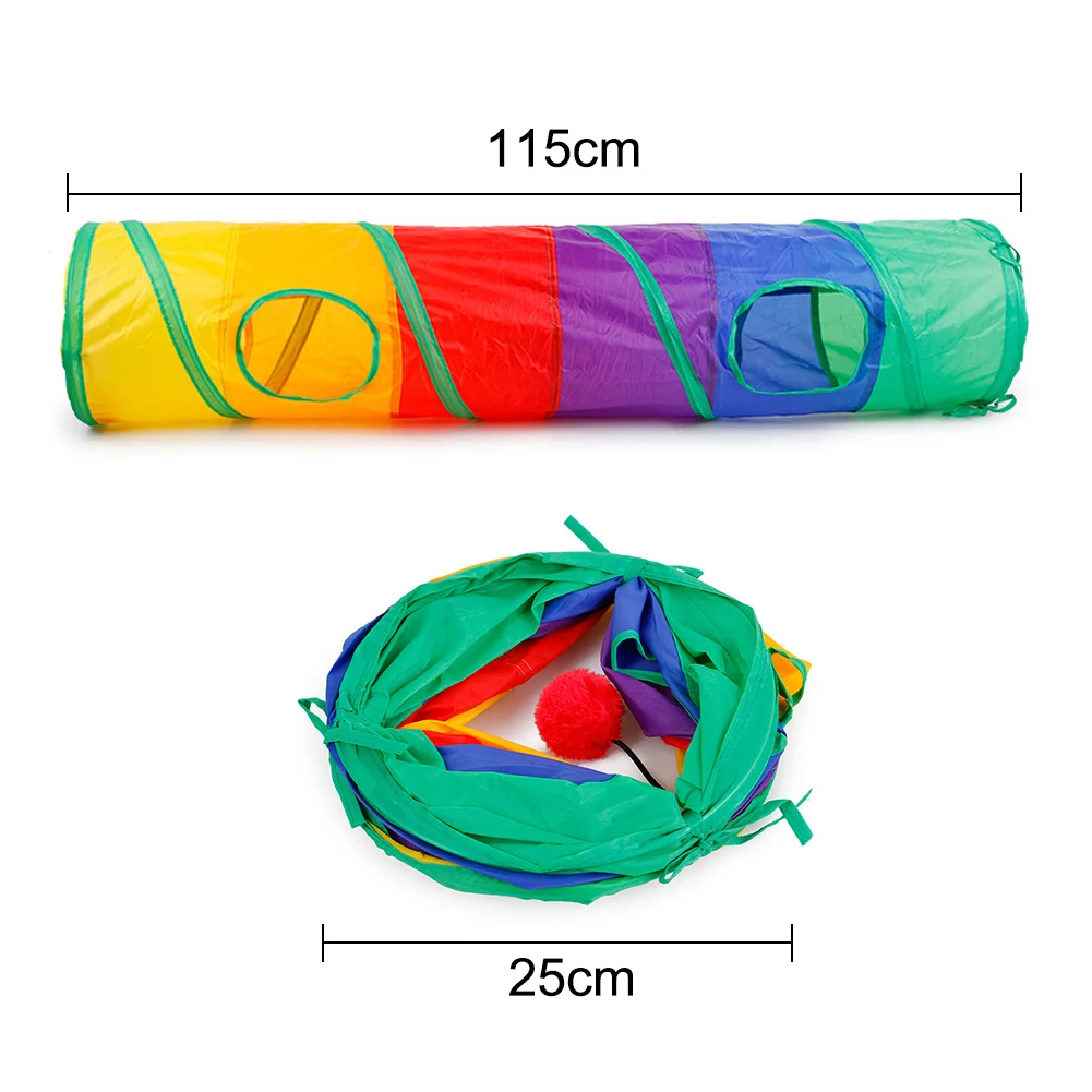 Радуга Pet кошка котенок складной 2 отверстия игрушка «туннель» играть трубка с мячом