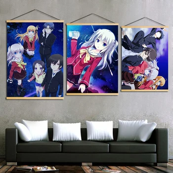 

Picture Home Decoration Nordic Canvas Yuu Otosaka Print Wooden Scroll Hanging Anime Paintings Wall Art Poster For Living Room