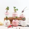 Set of 6 Mini Ceramic Succulent Plant Pot Handmade Pink Porcelain Desktop Planter Home Decor Flower Pot Bonsai Planter ► Photo 2/6