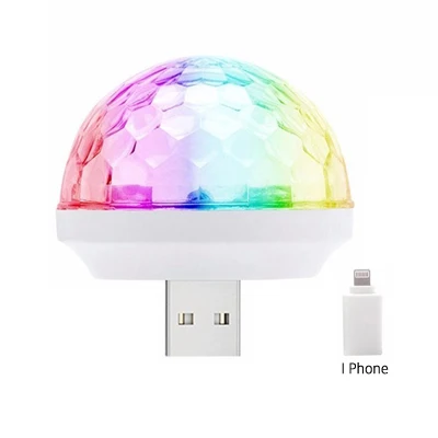 Mini USB Ball IPhone DJ вечерние светильник s Projetor лампа диско-шар RGB 3 Вт ИК-пульт ЕС США штекер сценический светильник - Испускаемый цвет: Mini USB Ball IPhone