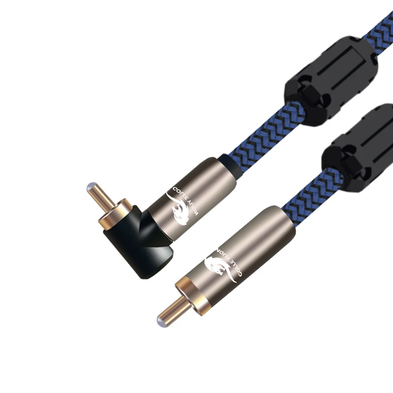 Hi Fi аудио кабель RCA Male для DVD динамика сабвуфера с углом к прямой оплетке OFC 1 м 2 3 5 8