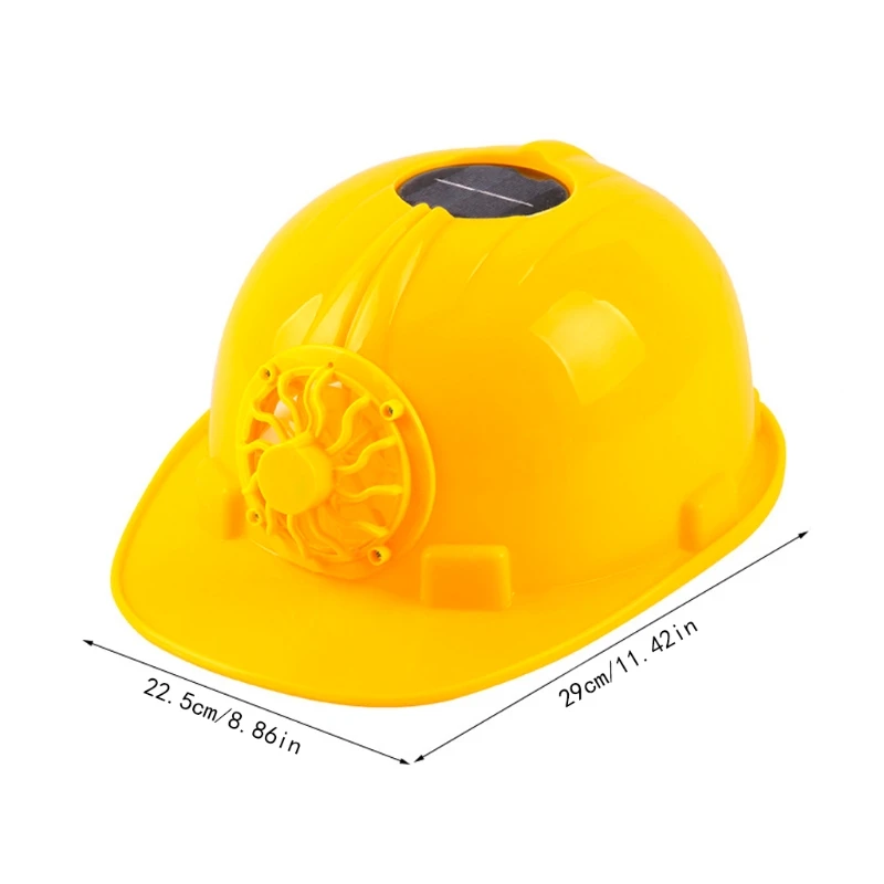 Желтый Вентилятор охлаждения на солнечных батареях, защитный шлем, рабочая жесткая шапка, защита головы