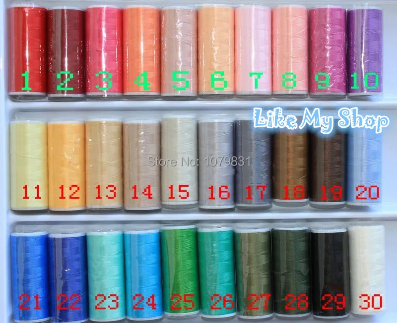 30 различных цветов оверлоком швейных ниток высокой прочности нейлоновые швейных ниток 100D/2