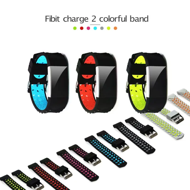 Красочная тесьма для FitBit Charge 2 спортивный силиконовый ремешок Ремешок для FitBit Charge 2 ручные умные браслеты Смарт-Аксессуары