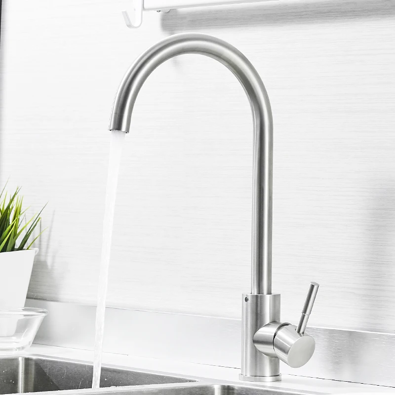 FLG Kitchen Faucet 360 Degree Rotation Rule Shape Curved Outlet Pipe Tap Basin Plumbing Hardware Brass Sink Faucet 925-33N
