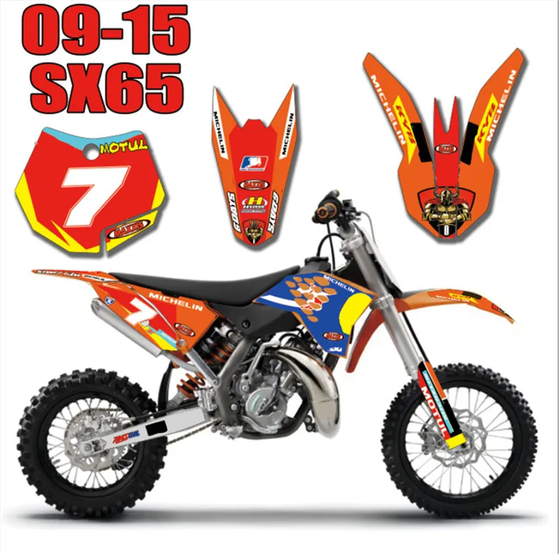 Мотоцикл Велосипед команды графика наклейки задний план для KTM SX65 SX 65 2009 2010 2011 2012