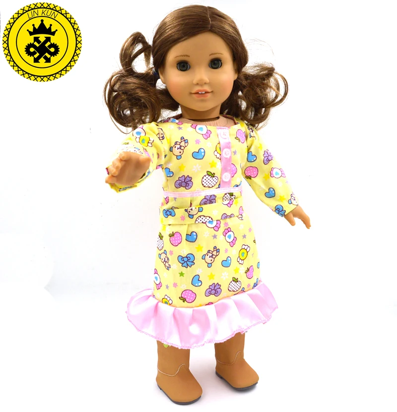 18 inch Girl Doll Accessories Yellow Dress Baby Girl Gift Beautiful