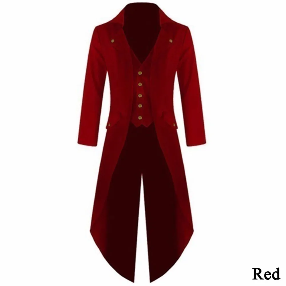 Мужское пальто в винтажном стиле стимпанк Ретро фрак куртка длинный рукав однобортный Готический викторианский фрак пальто плюс размер 4XL