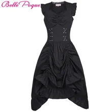 Belle Poque Medieval Dress 2017 Cotton Sleeveless V Neck Lace Up Corset Ruffle Gowns Victorian Gothic Steampunk Vintage Dresses