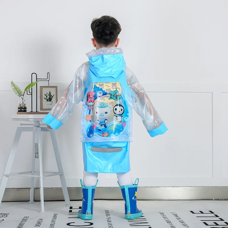 New children's cartoon fashion raincoats, male and female students with big bags, XL children's raincoats