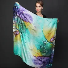 2016 winter high quality 100% real silk satin Scarf Shawl wrap women female fashion big square style pattern Scarves 105x105CM