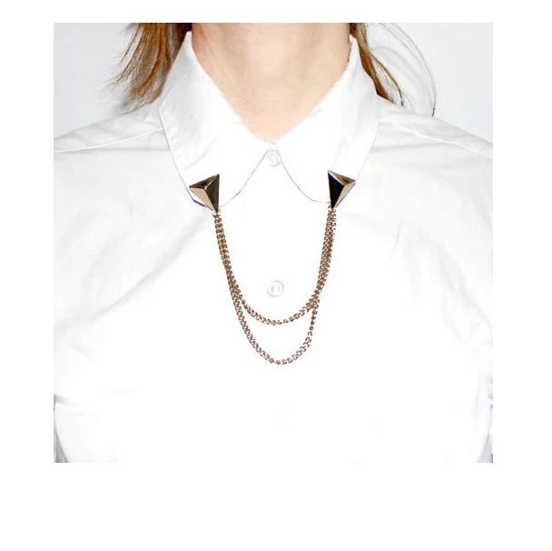 

QCOOLJLY Dress Accessories Smooth Triangle Shape Jewelry Gift 1pc Women Men Unisex Gold Color Crystal Crown Shirt Collar Brooch