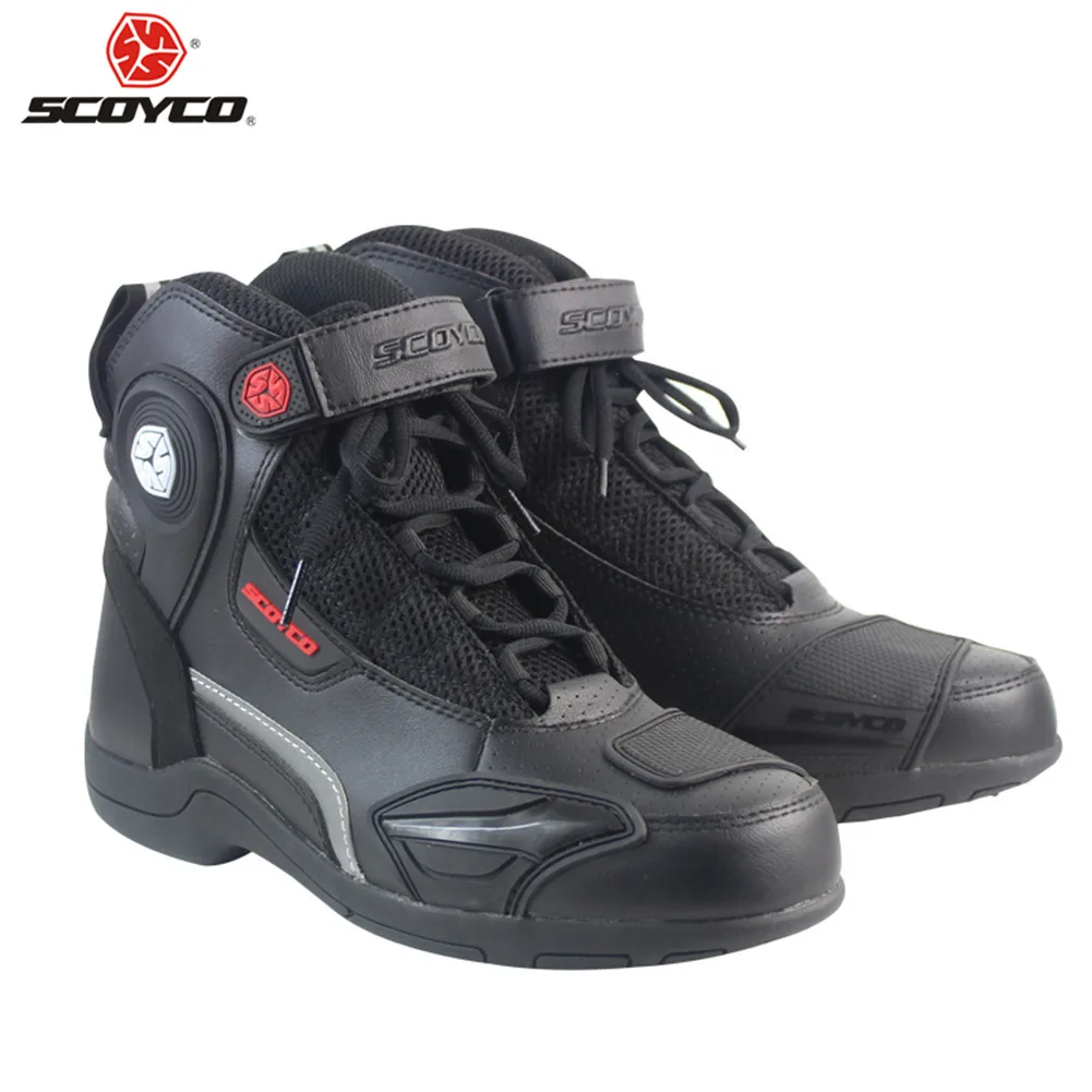 

SCOYCO Black Motorcycle Boots Urban Stivali Botas Moto Motosiklet Bot Mens Biker Shoes Motociclista Bottes Racing S79385