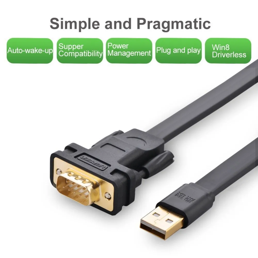 Ugreen USB в RS232 DB9 Кабель-адаптер последовательного преобразователя с чипсетом FTDI для Win8.1/8, совместимый с 8/7 Abov