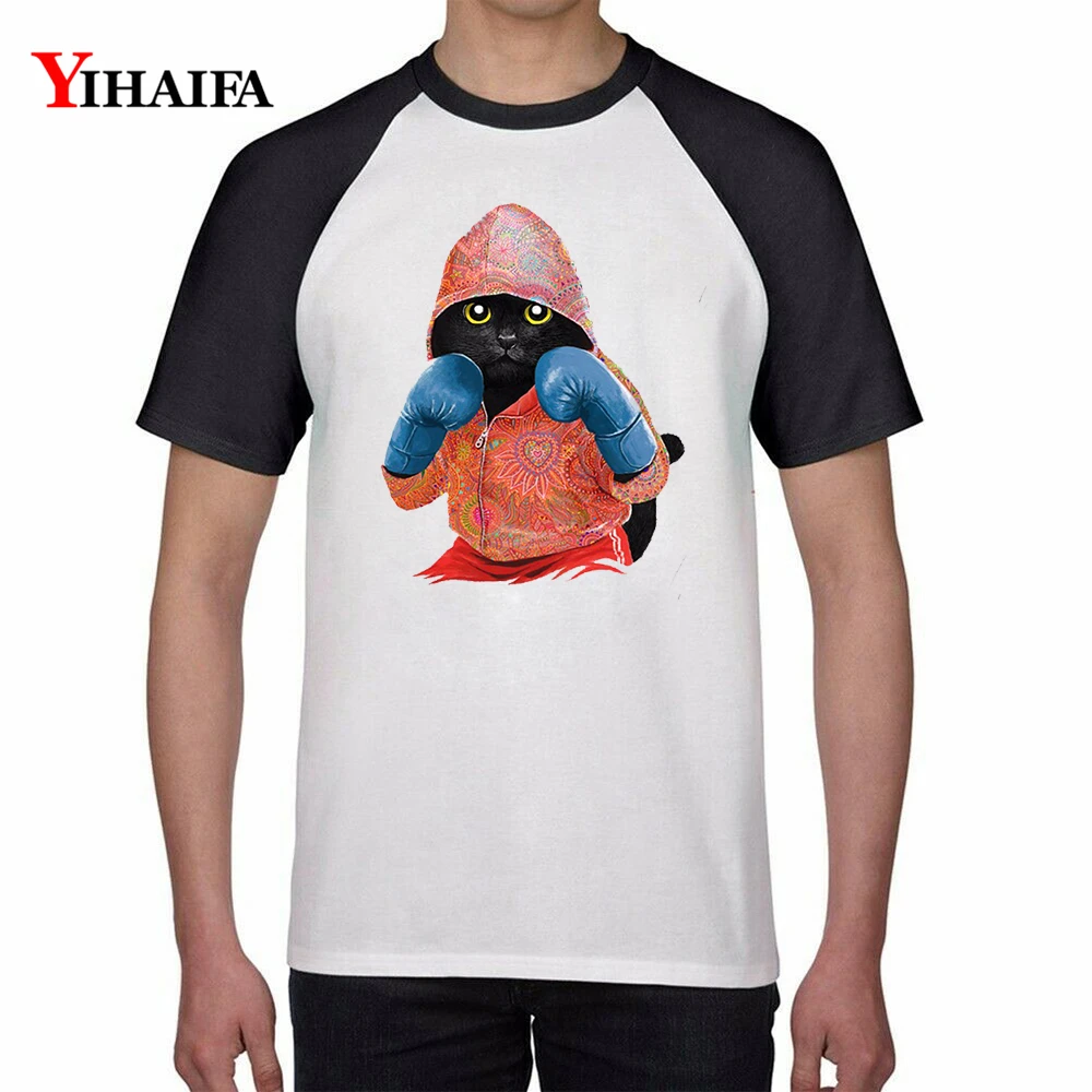 

Mens Womens T-Shirt 3D Cat Print Summer White Tops Short Sleeve Funny Animal Tees Graphic Unisex Round Neck Printed Tee Shirts