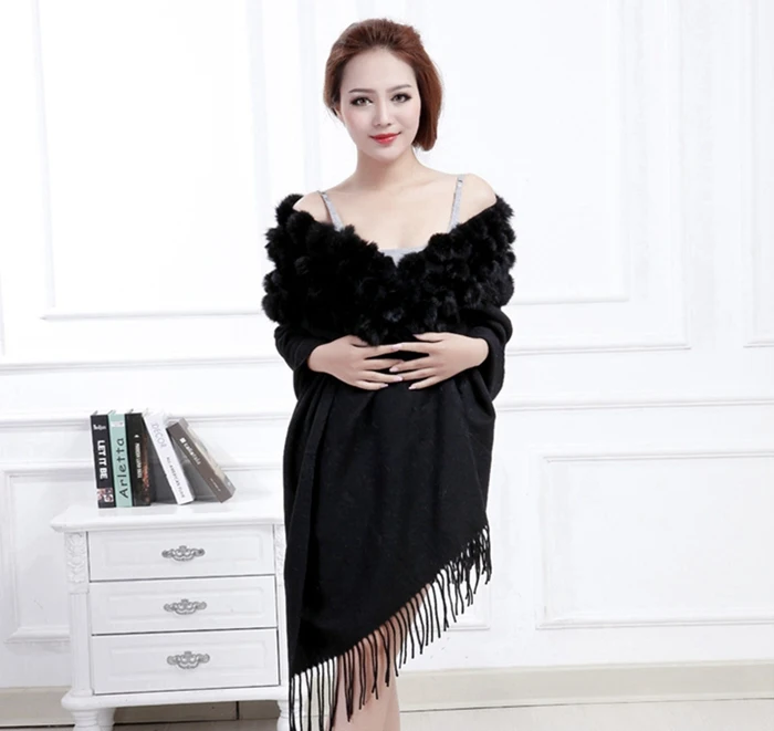 winter scarf women real fur shawls (7)