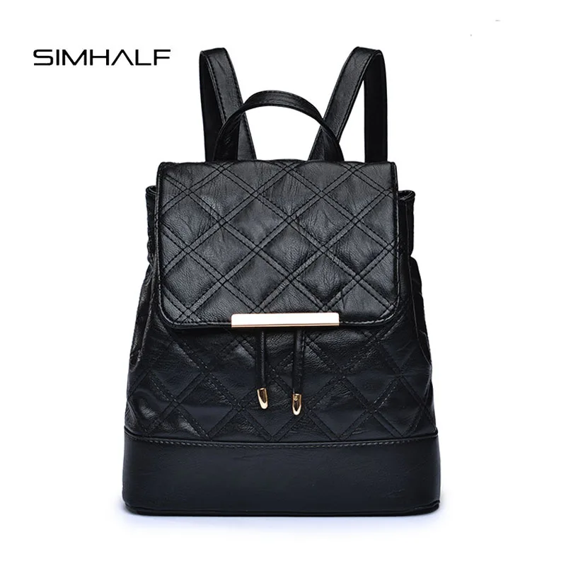 SIMHALF Women Backpack High Quality PU Leather Mochila Escolar School Bags For Teenagers Girls Top handle