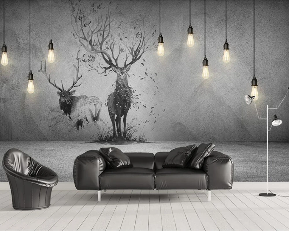 

Nordic 3D stereo chandelier elk wallpaper murl papel de parede,living room sofa TV wall bedroom wall papers home decor cafe bar