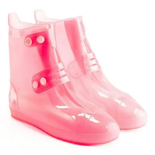 1 пара водонепроницаемых защитных ботинок крышка ботинок унисекс пряжки дождевые Чехлы для обуви высокие уличные противоскользящие утолщенные обувь для защиты от дождя s чехлы - Цвет: pink