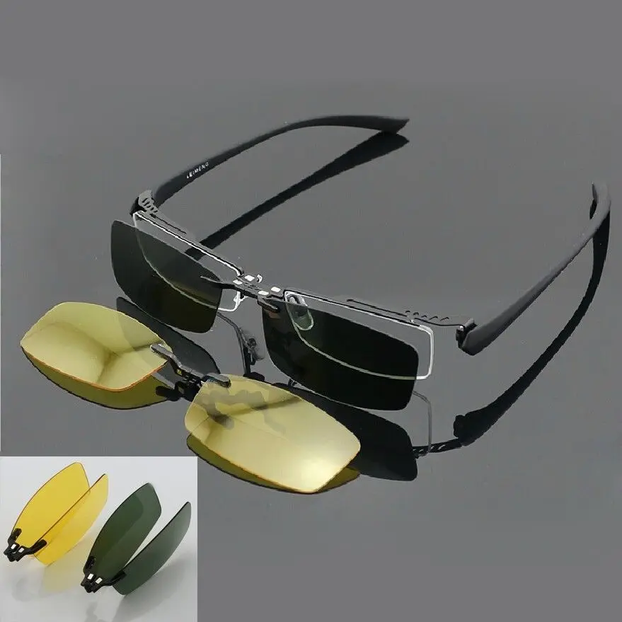 Buy Polarized Clip on half rim Eyeglasses Frame Night Driving