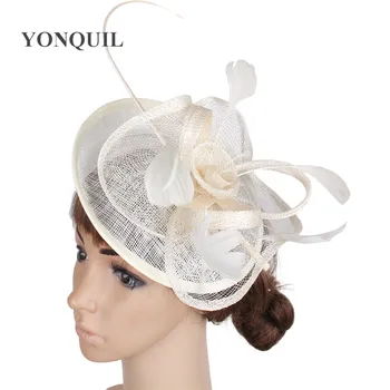 

Ivory Women vintage party hats fascinators sinamay headbands pillbox hats wedding headwear derby races hair accessories SYF272