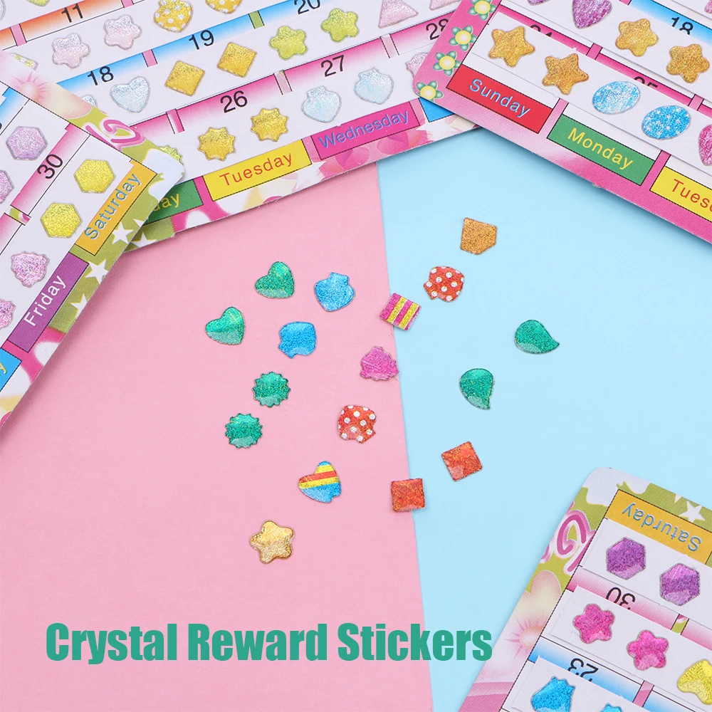 

2 Sheets Diy Sticker Toys Wonderful Children Crystal Reward Stickers Waterproof Head Earring Cartoon Stickers Toy Christmas Gift