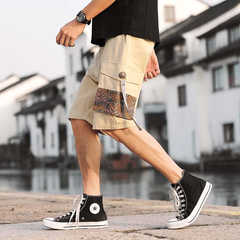 

MR-DONOO Japanese Casual Short Pants Men Cargo Pocket Design Shorts Harajuku Embroidery Shorts Homme 5XL Clothes A159-1-108