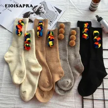 [EIOISAPRA] корейские цветные теплые носки Meias ярких цветов из японской шерсти женские модные носки ручной работы