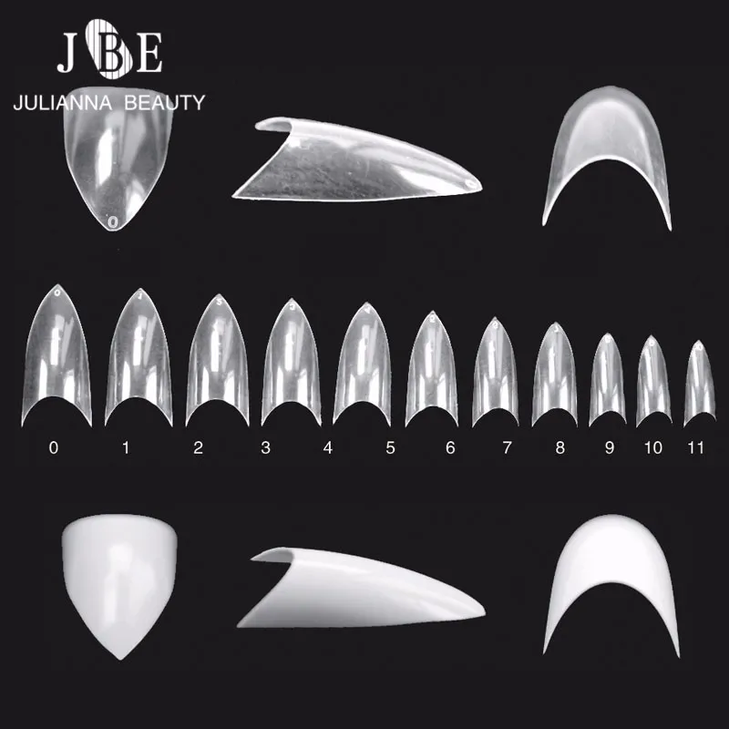 Роспись ногтей 600 кончиков шпильки изогнутые Острые кончики для ногтей Сложите нетрассированные профессиональные Искусственные пластиковые ногти