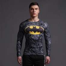 Размера плюс супергерой Мужская футболка с длинным рукавом компрессионные колготки топы фитнес футболка для бега Бодибилдинг спортивная одежда S-4XL