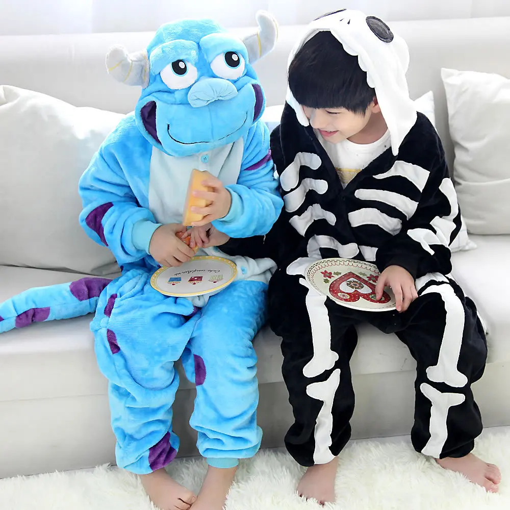 kid Monsters Sulley Sullivan Animal pajamas children Onesie skull flannel pajamas sleepwear Cosplay Costumes Jumpsuit Halloween kid Monsters Sulley Sullivan Animal pajamas children Onesie skull flannel pajamas sleepwear Cosplay Costumes Jumpsuit Halloween