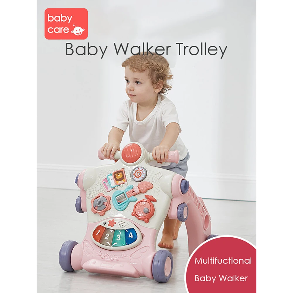 

Baby Walker Trolley Multi-functional Puzzle Walking Assistant Sit-to-Stand ABS Musical Walker Early Learning Toys for Toddler