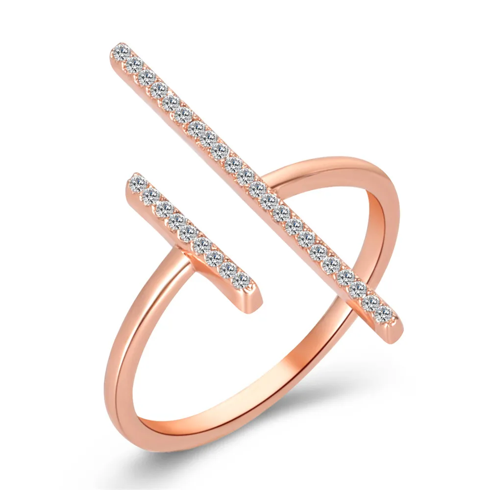 

Rose gold adjustable ring for women jewelry accessories simple opening crystal couple rings silver men jewellery Party gifts