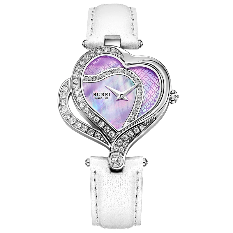 

BUREI 13006 Switzerland watch women luxury brand Romantic love heart series Austria diamond purple relogio feminino
